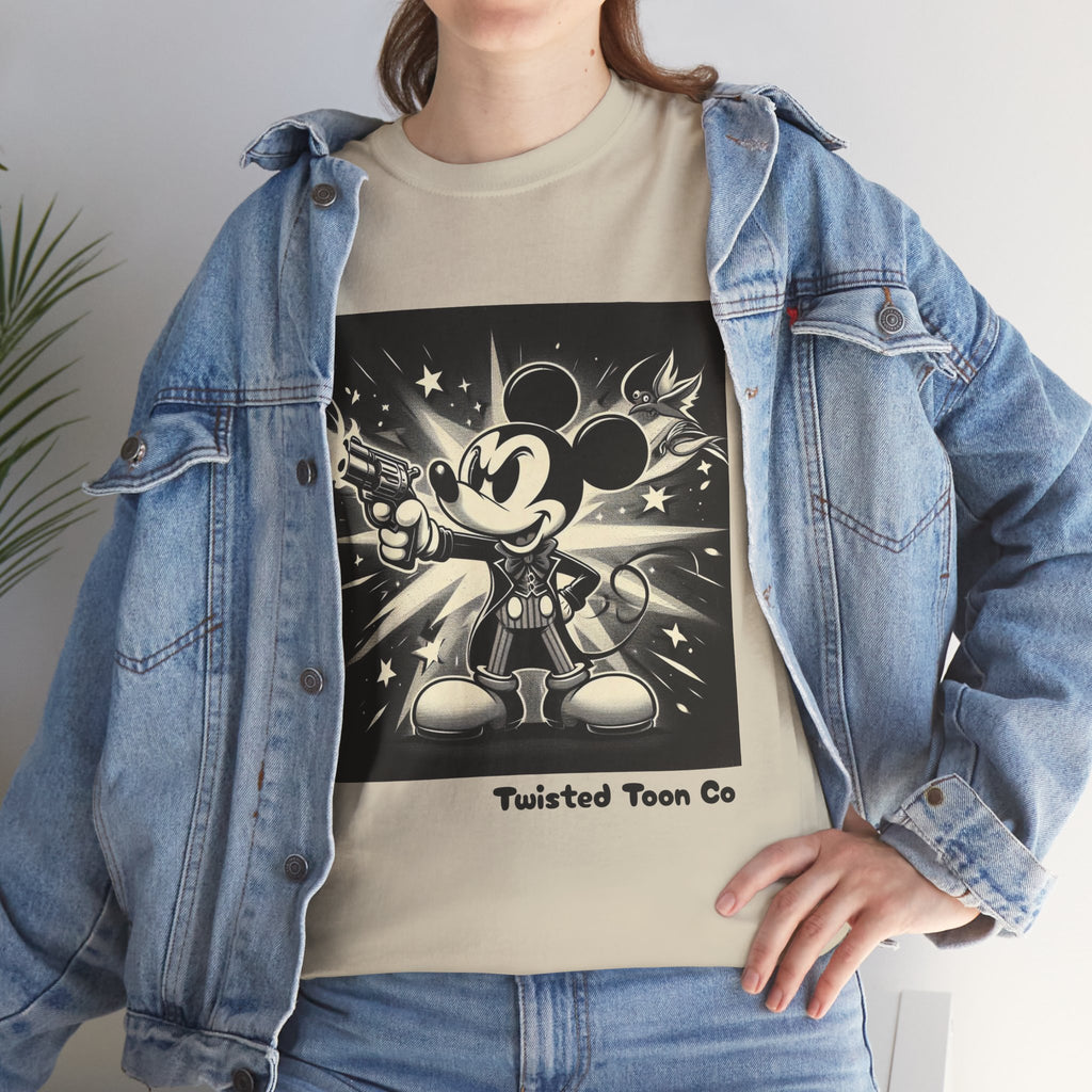 Vintage Cartoon Mouse Graphic Tee — Retro Noir Mickey-Style Shirt