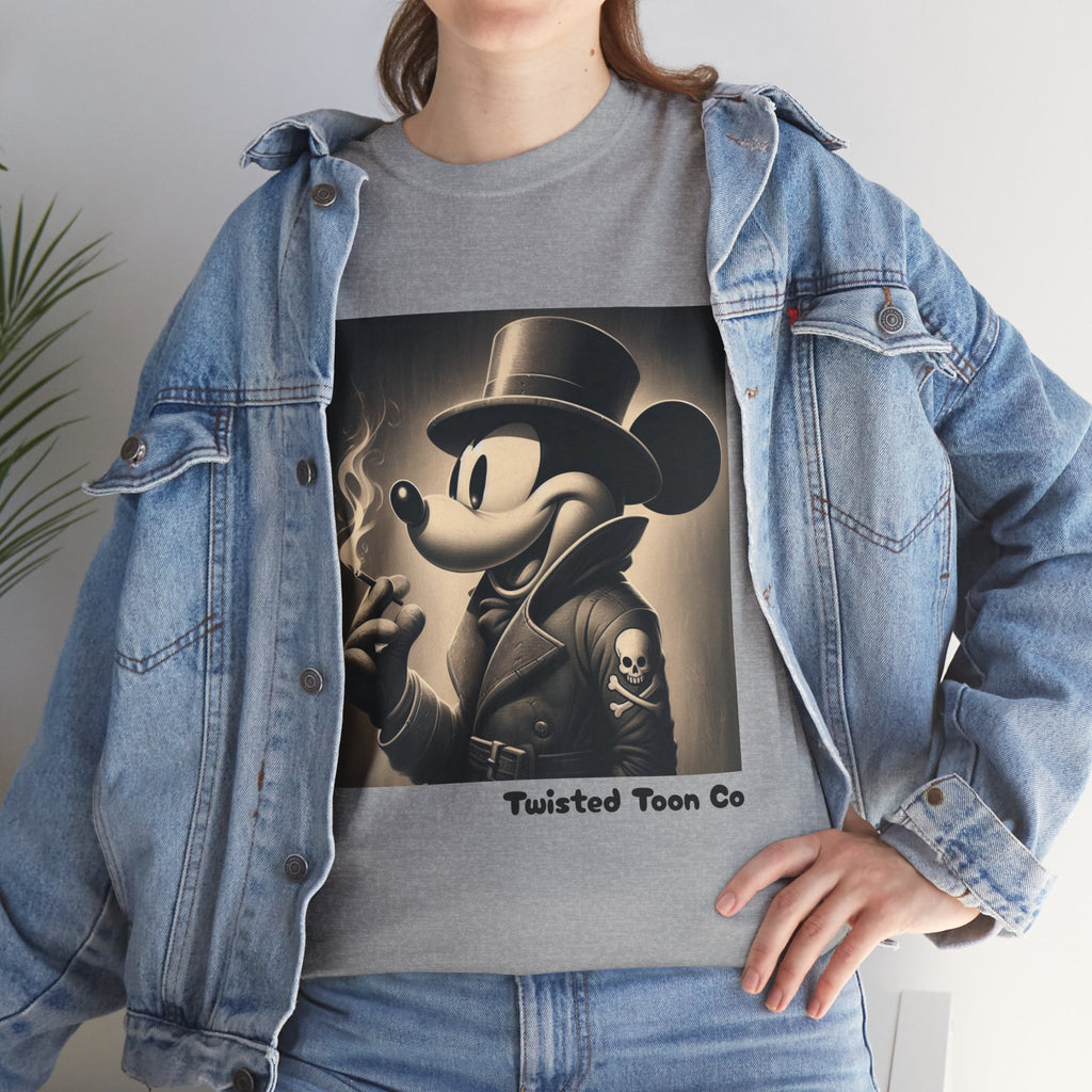 Vintage Noir Mouse Tee - Smoking Gentleman Graphic T-Shirt