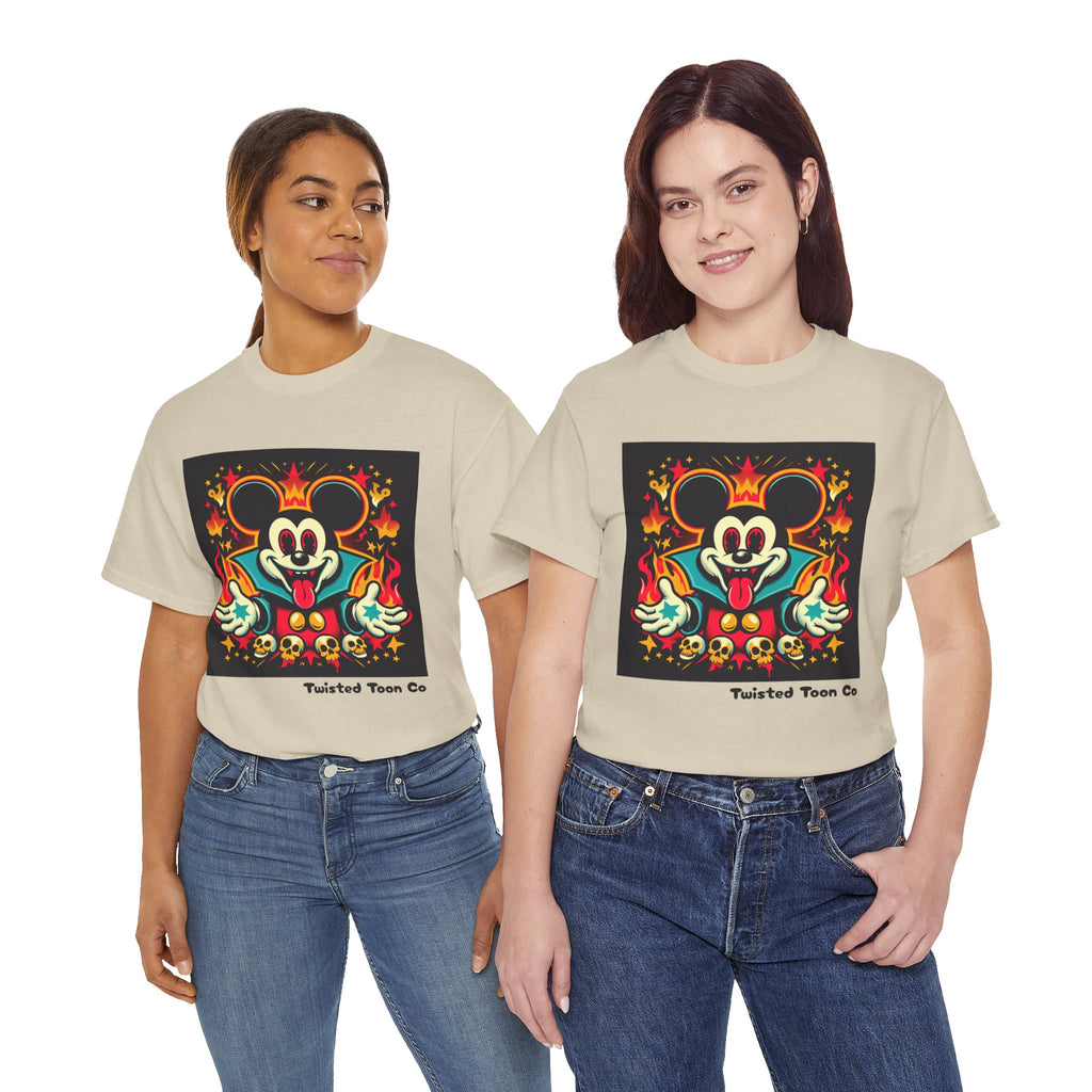 Vampire Mouse Graphic Tee — Retro Horror Cartoon Shirt