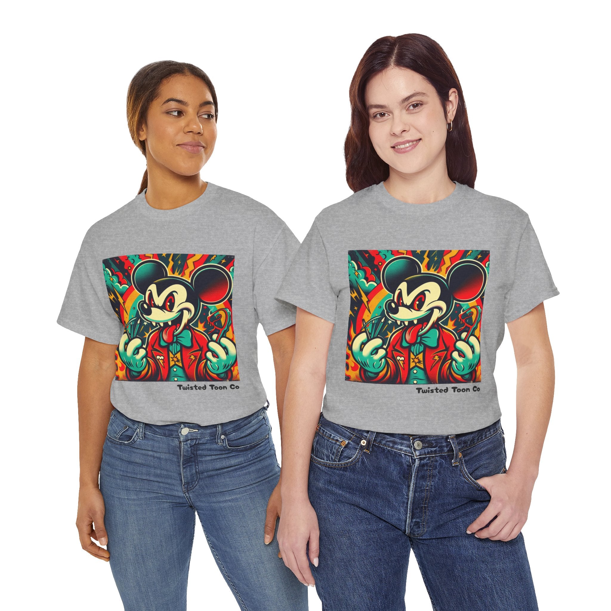 Graphic Tee — Retro Cartoon Devil Mouse Illustration