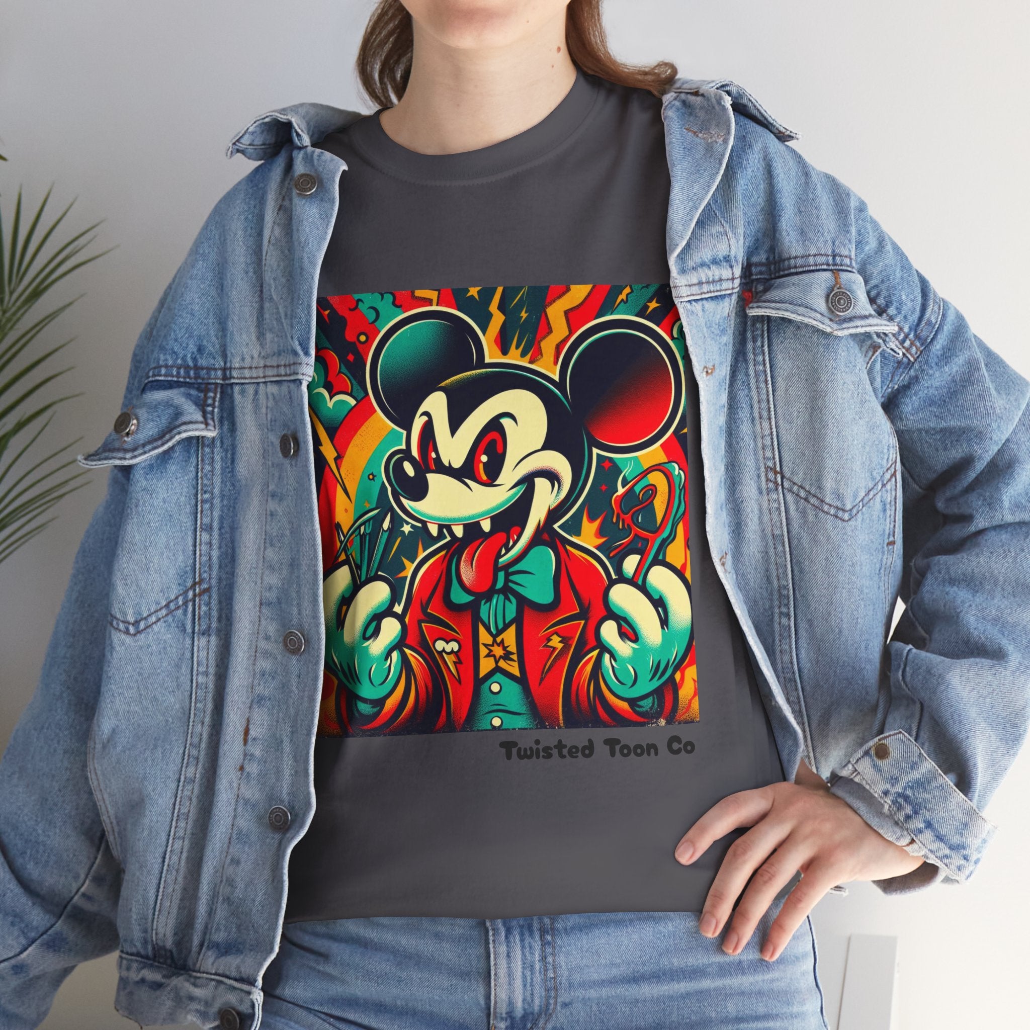 Graphic Tee — Retro Cartoon Devil Mouse Illustration