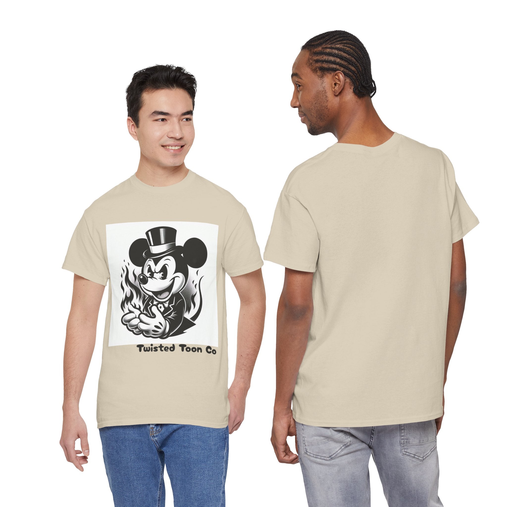 Graphic Tee — Retro Mischievous Mouse with Flames