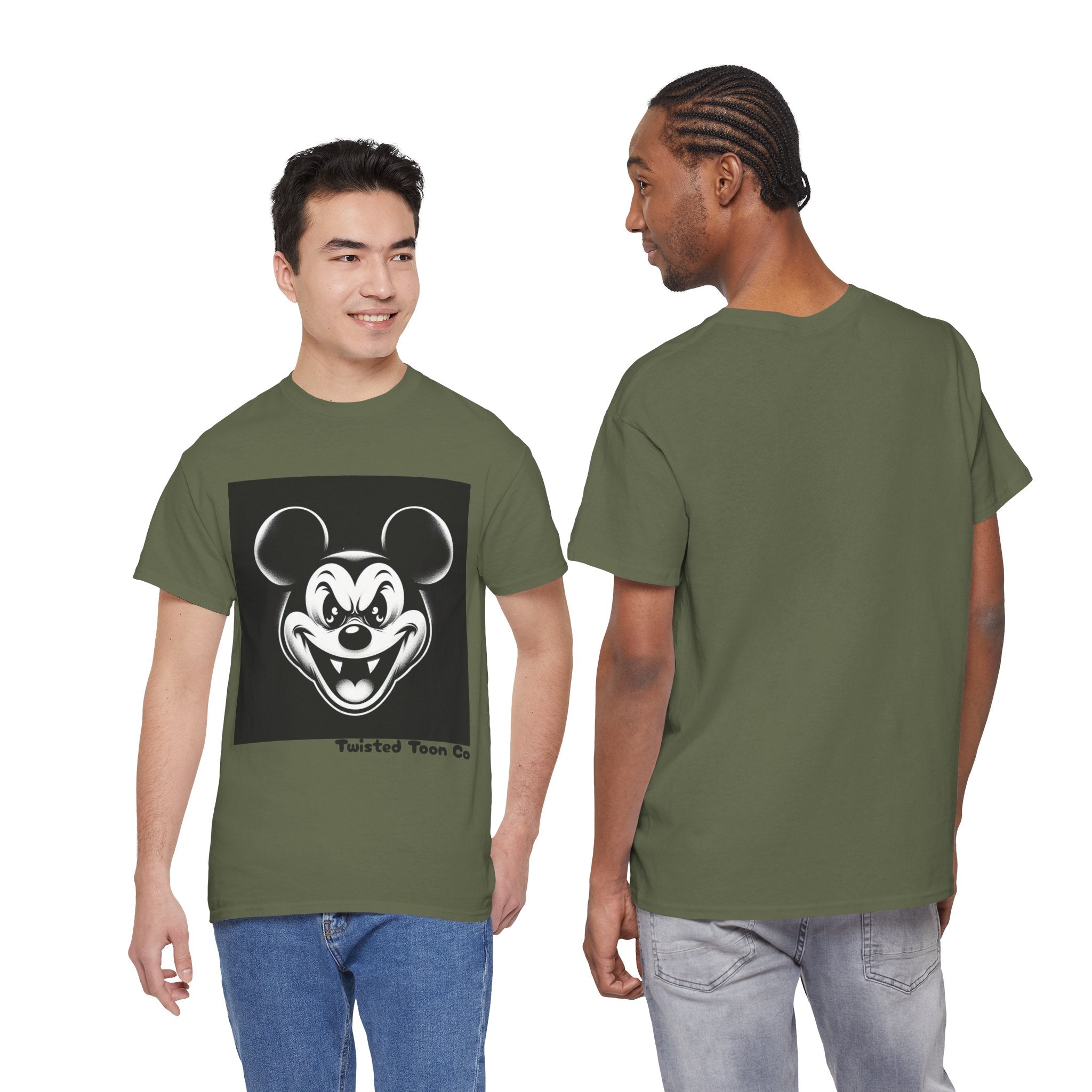 Creepy Cartoon Mouse Graphic Tee — Vintage Horror Smile Shirt