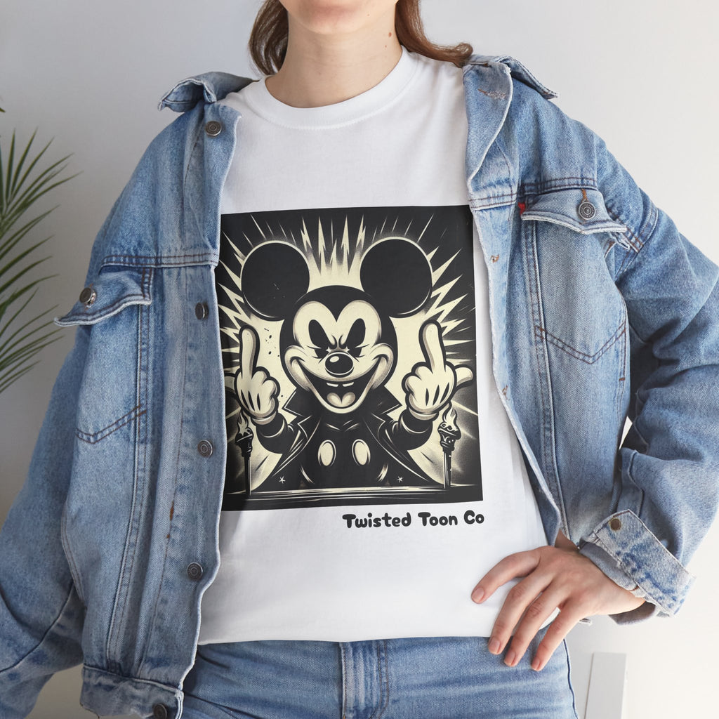 Graphic Tee — Retro Cartoon Character Giving Middle Fingers