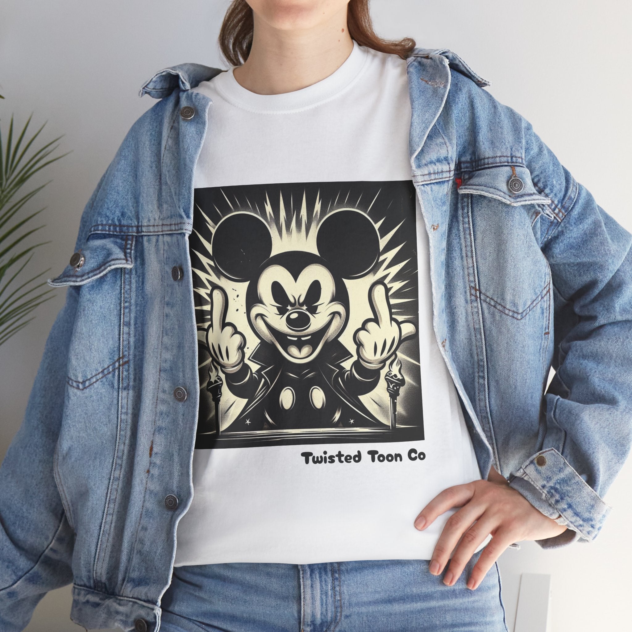 Graphic Tee — Retro Cartoon Character Giving Middle Fingers