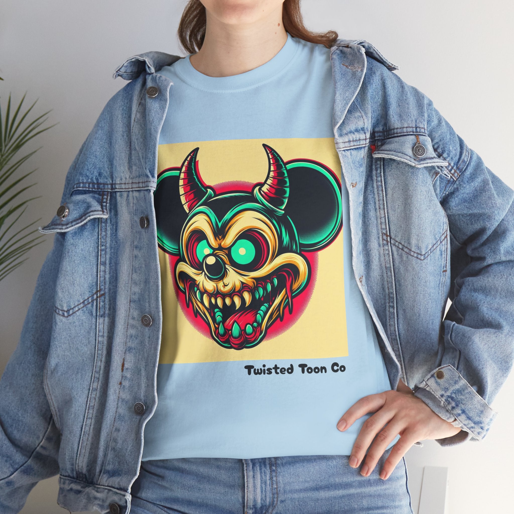 Demonic Mouse Skull Tee — Retro Neon Horror Graphic T‑Shirt