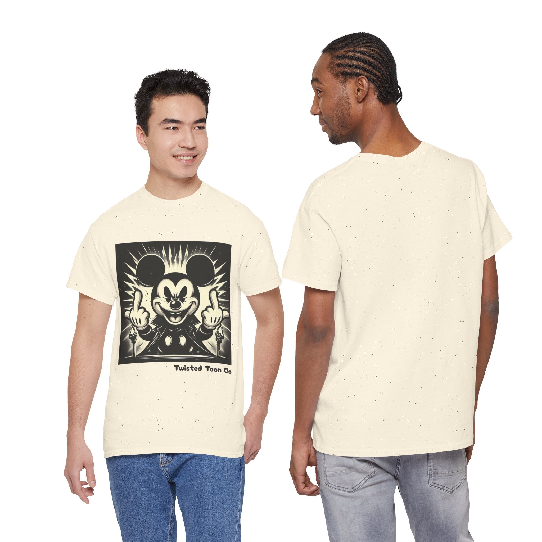 Graphic Tee — Retro Cartoon Character Giving Middle Fingers