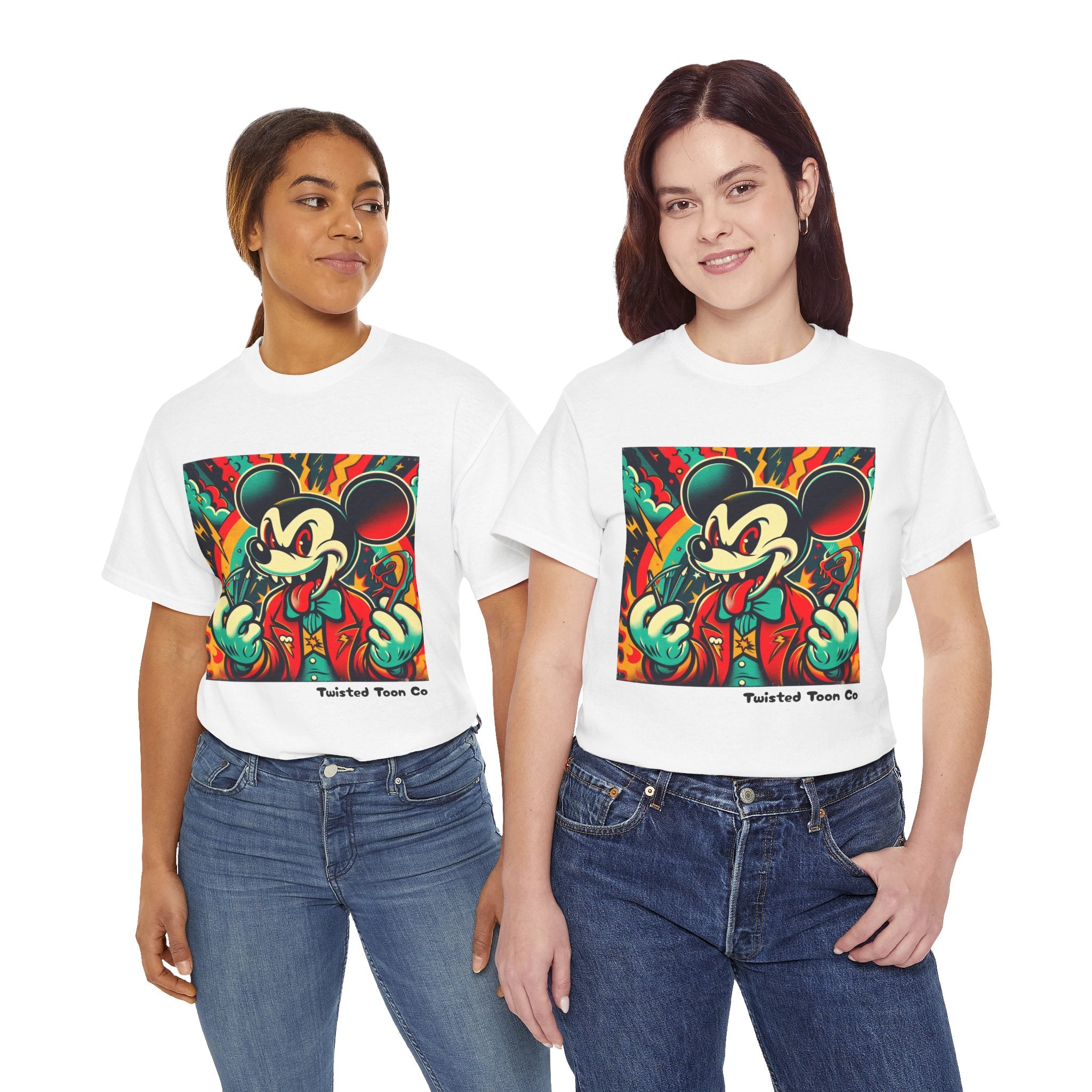 Graphic Tee — Retro Cartoon Devil Mouse Illustration