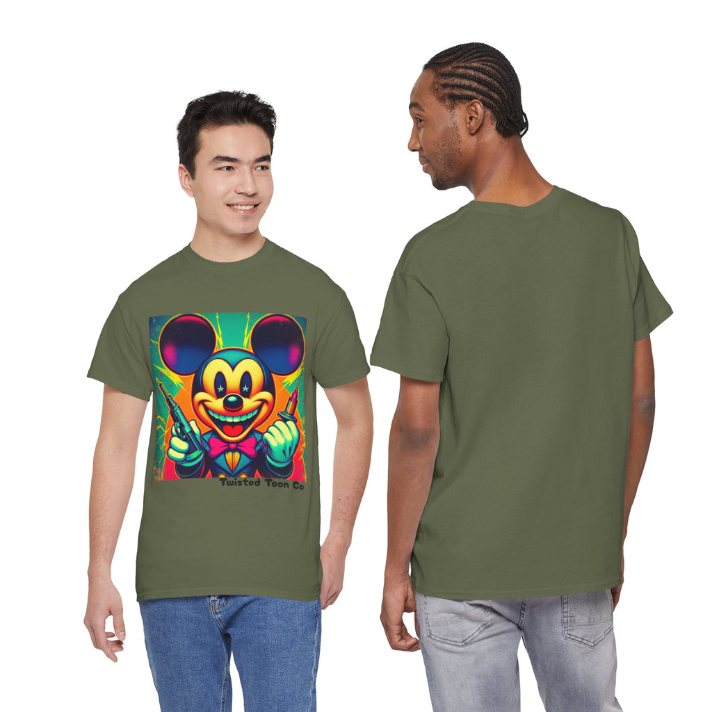 Retro Neon Cartoon Tee — Colorful Vintage Mouse Graphic Shirt