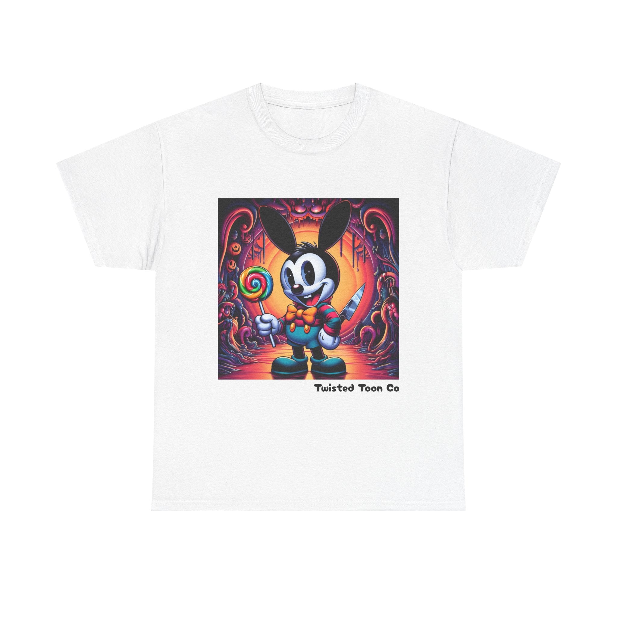 Cartoon Bunny Lollipop Tee — Retro Cute Graphic T-Shirt