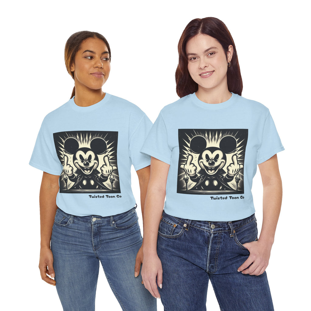 Graphic Tee — Retro Cartoon Character Giving Middle Fingers