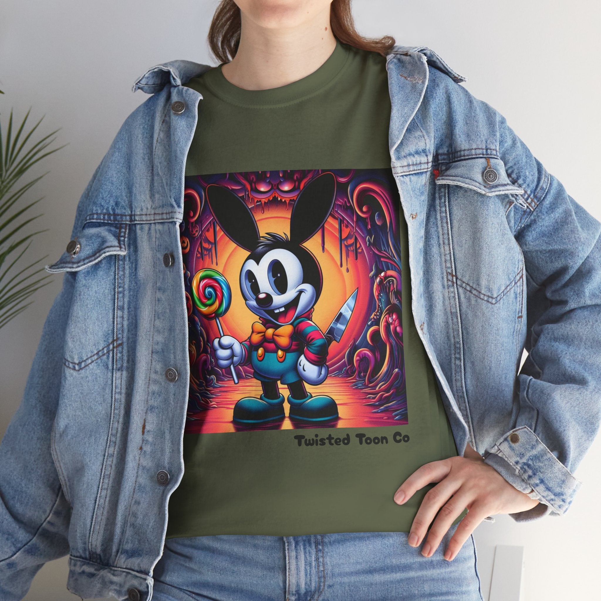 Cartoon Bunny Lollipop Tee — Retro Cute Graphic T-Shirt