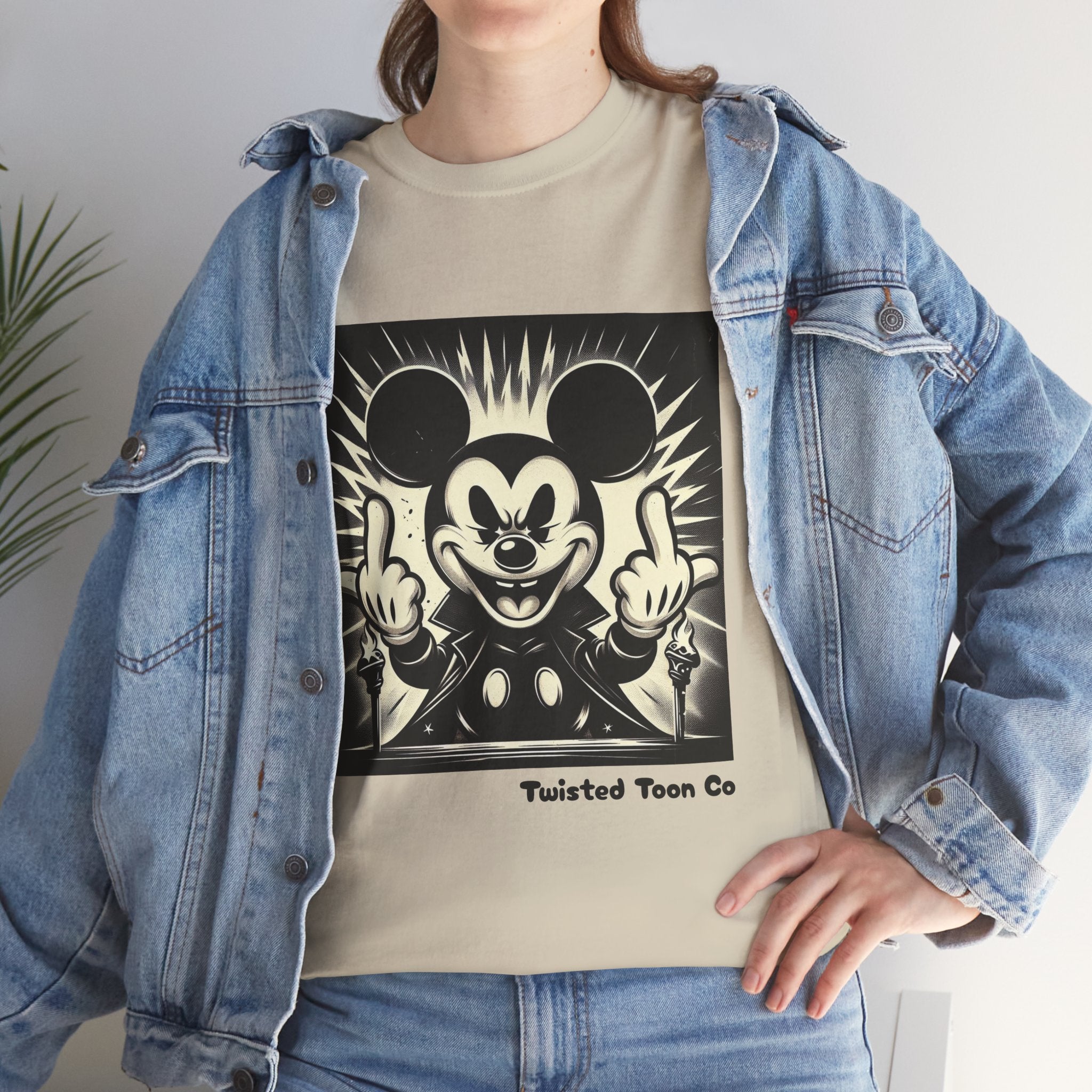 Graphic Tee — Retro Cartoon Character Giving Middle Fingers