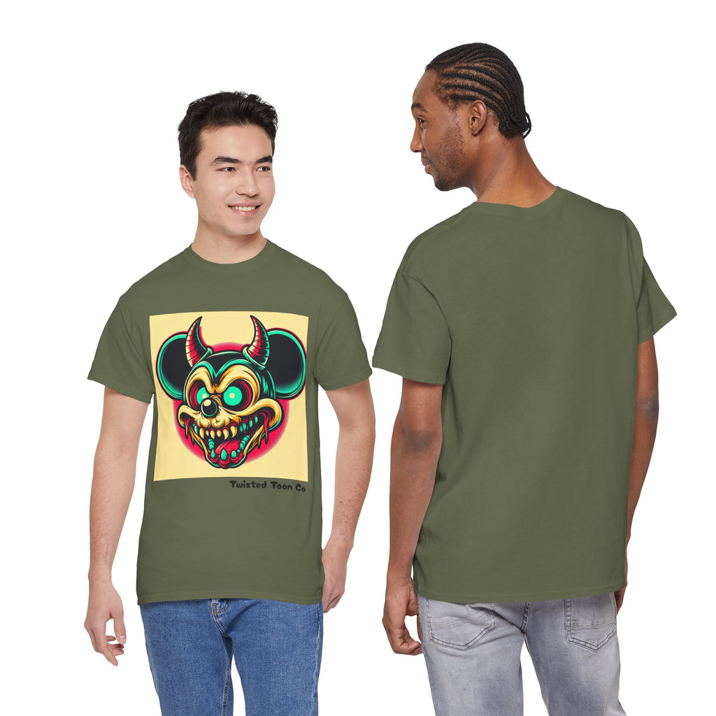 Demonic Mouse Skull Tee — Retro Neon Horror Graphic T‑Shirt