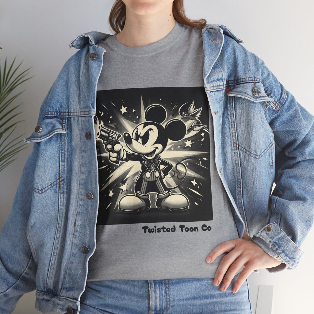 Vintage Cartoon Mouse Graphic Tee — Retro Noir Mickey-Style Shirt