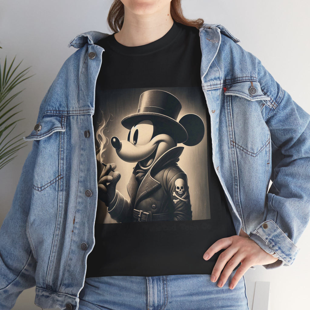 Vintage Noir Mouse Tee - Smoking Gentleman Graphic T-Shirt
