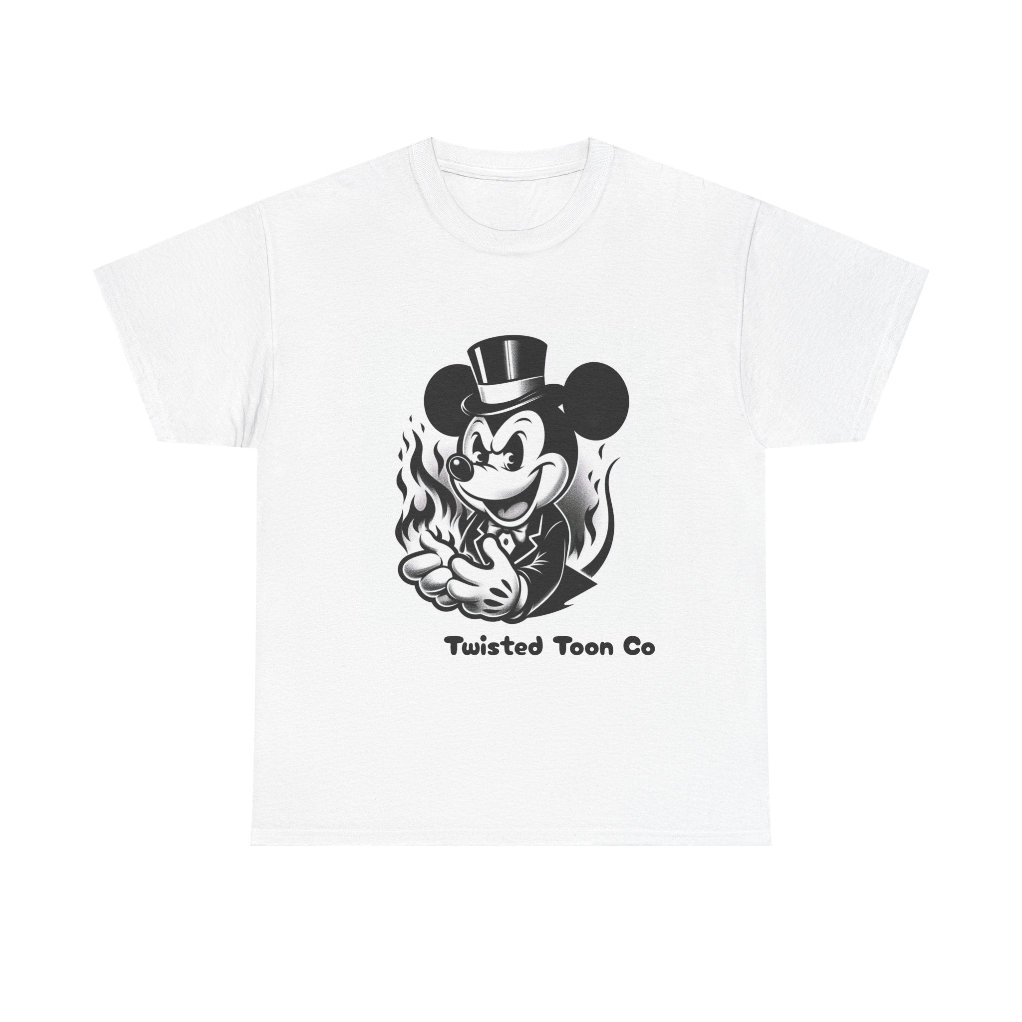Graphic Tee — Retro Mischievous Mouse with Flames