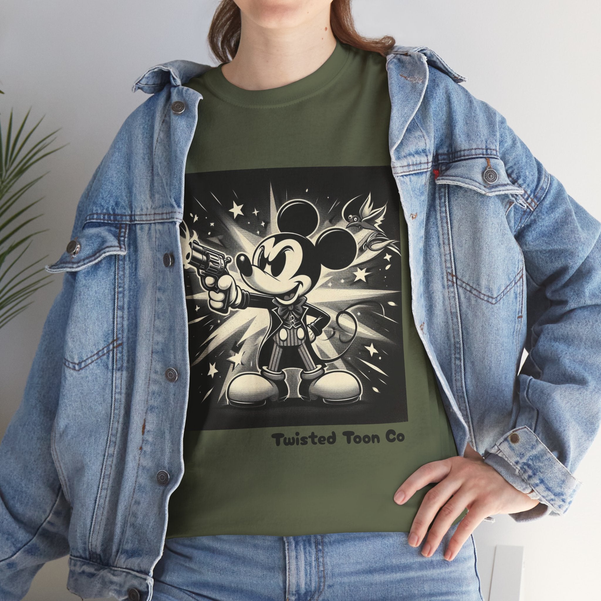 Vintage Cartoon Mouse Graphic Tee — Retro Noir Mickey-Style Shirt