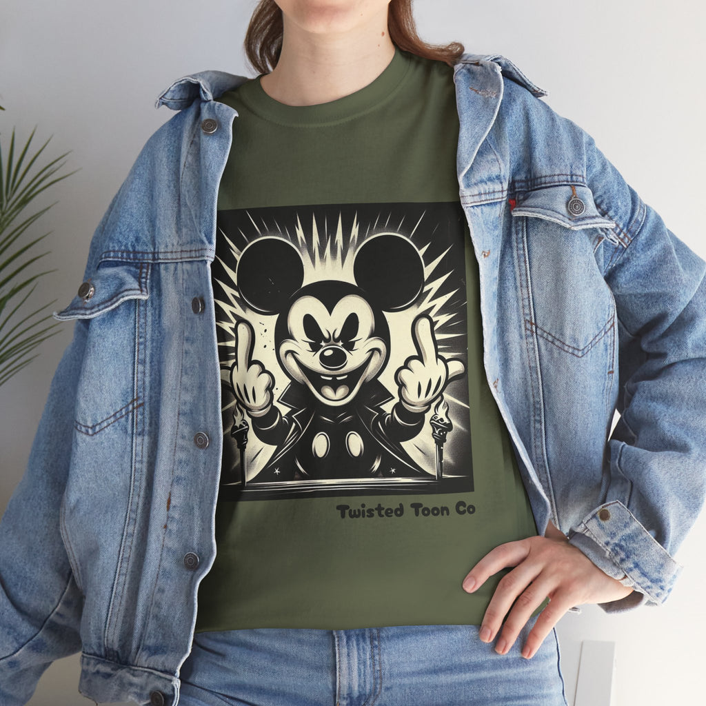 Graphic Tee — Retro Cartoon Character Giving Middle Fingers