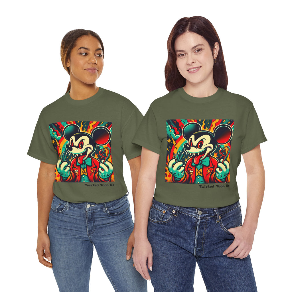 Graphic Tee — Retro Cartoon Devil Mouse Illustration