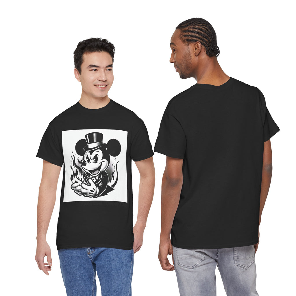 Graphic Tee — Retro Mischievous Mouse with Flames