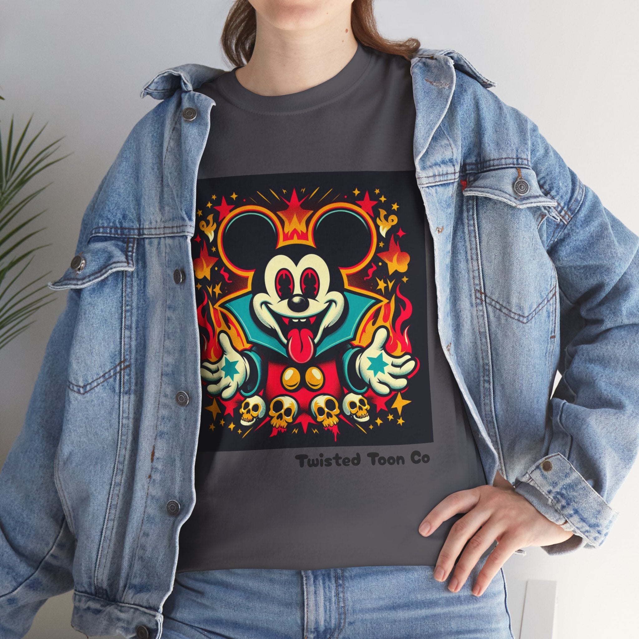 Vampire Mouse Graphic Tee — Retro Horror Cartoon Shirt