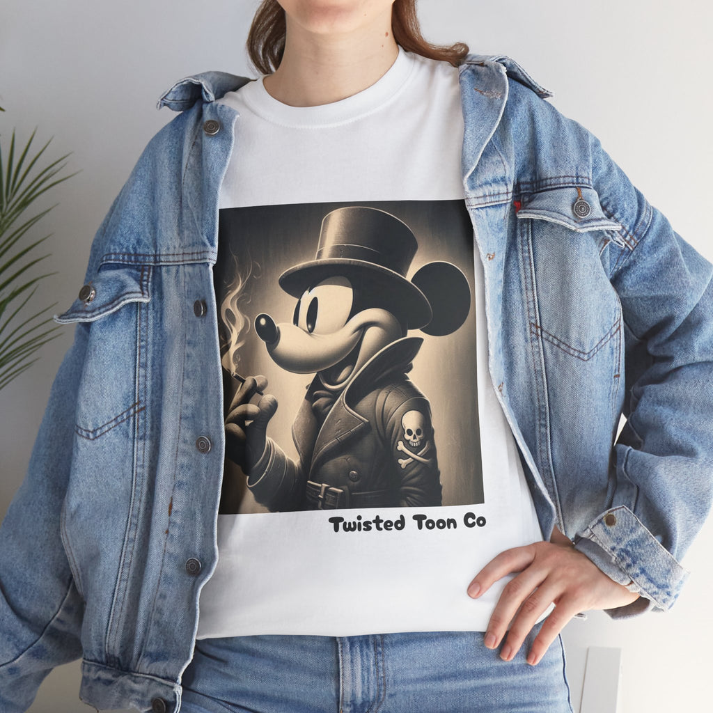 Vintage Noir Mouse Tee - Smoking Gentleman Graphic T-Shirt