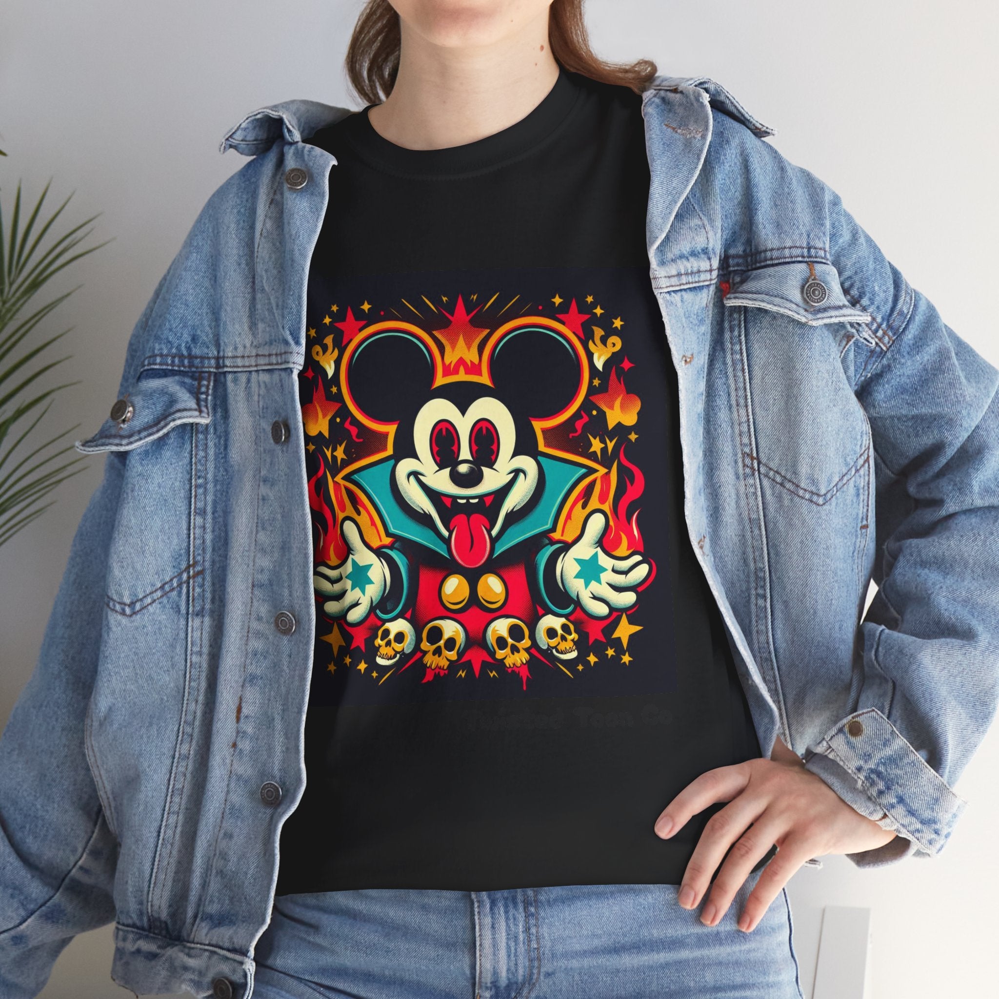 Vampire Mouse Graphic Tee — Retro Horror Cartoon Shirt