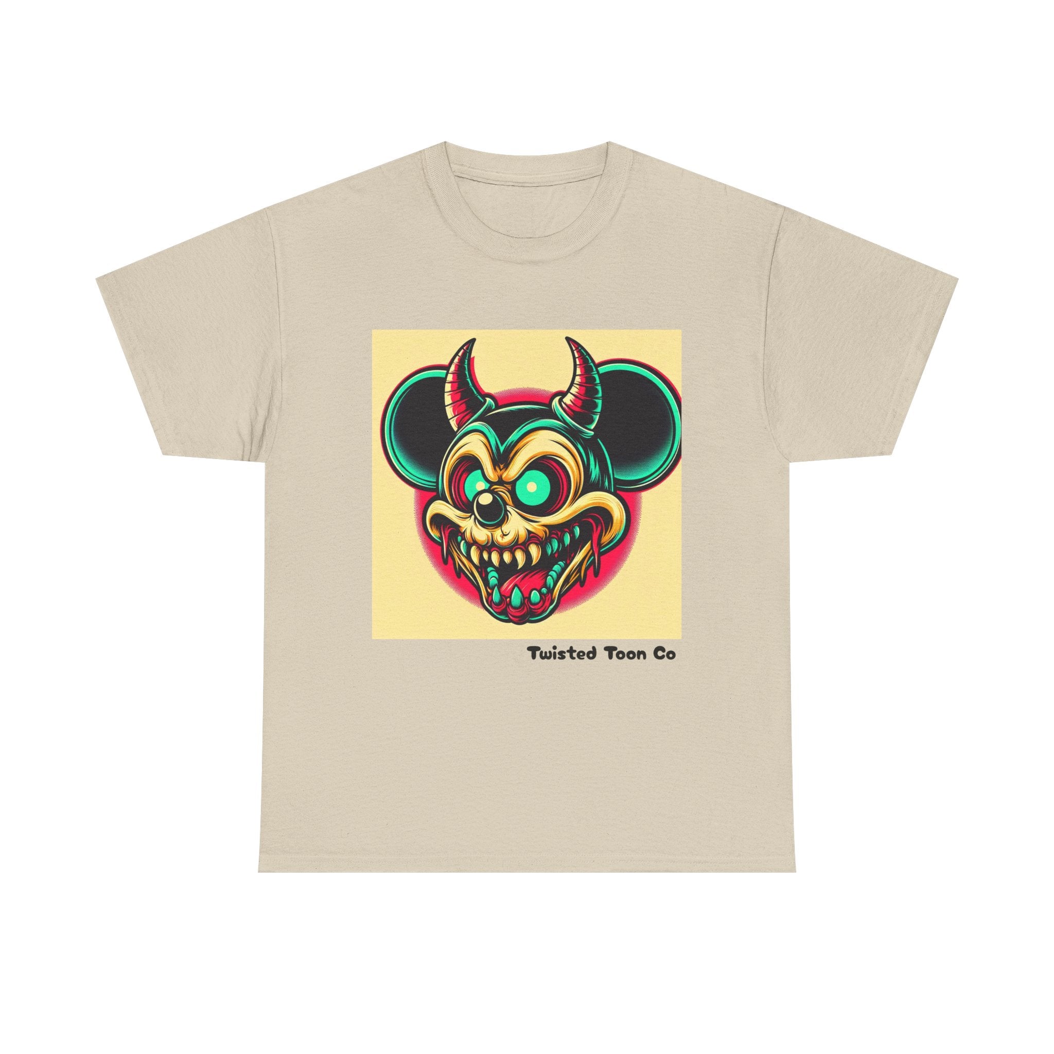 Demonic Mouse Skull Tee — Retro Neon Horror Graphic T‑Shirt