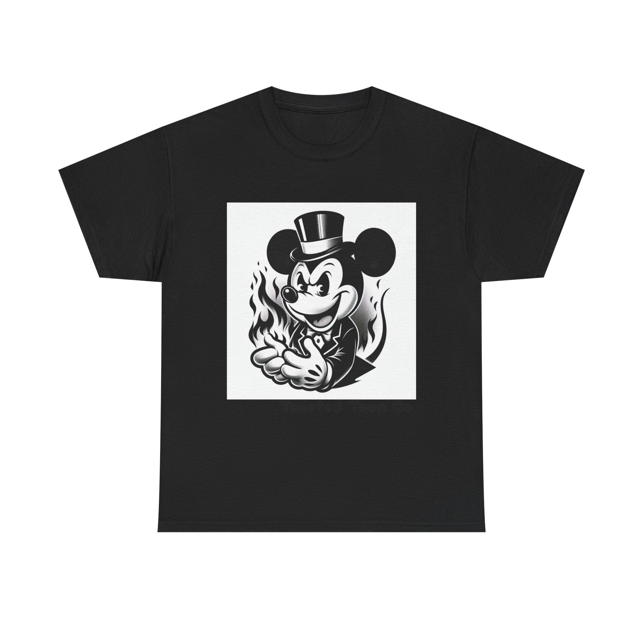 Graphic Tee — Retro Mischievous Mouse with Flames