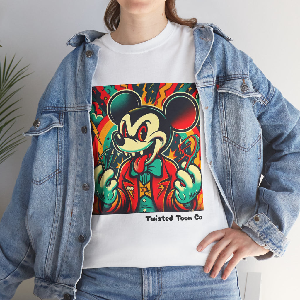 Graphic Tee — Retro Cartoon Devil Mouse Illustration
