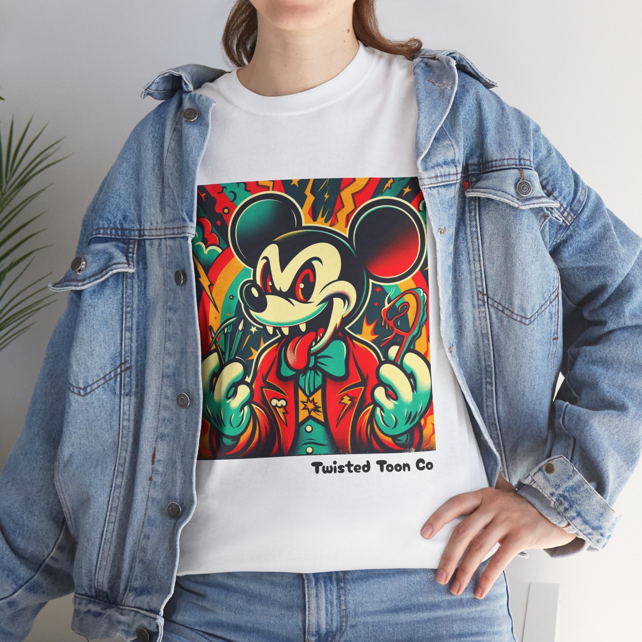 Graphic Tee — Retro Cartoon Devil Mouse Illustration