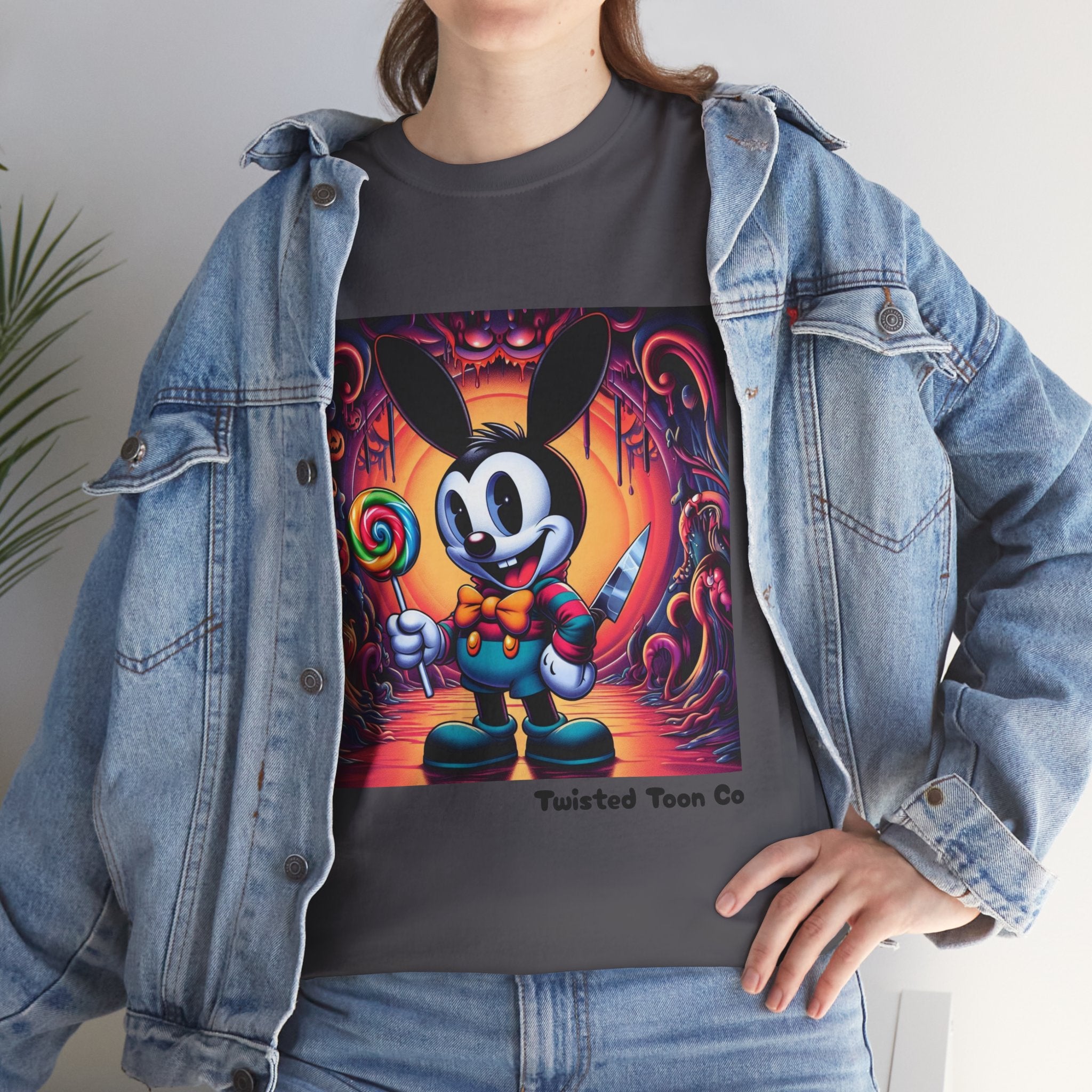 Cartoon Bunny Lollipop Tee — Retro Cute Graphic T-Shirt