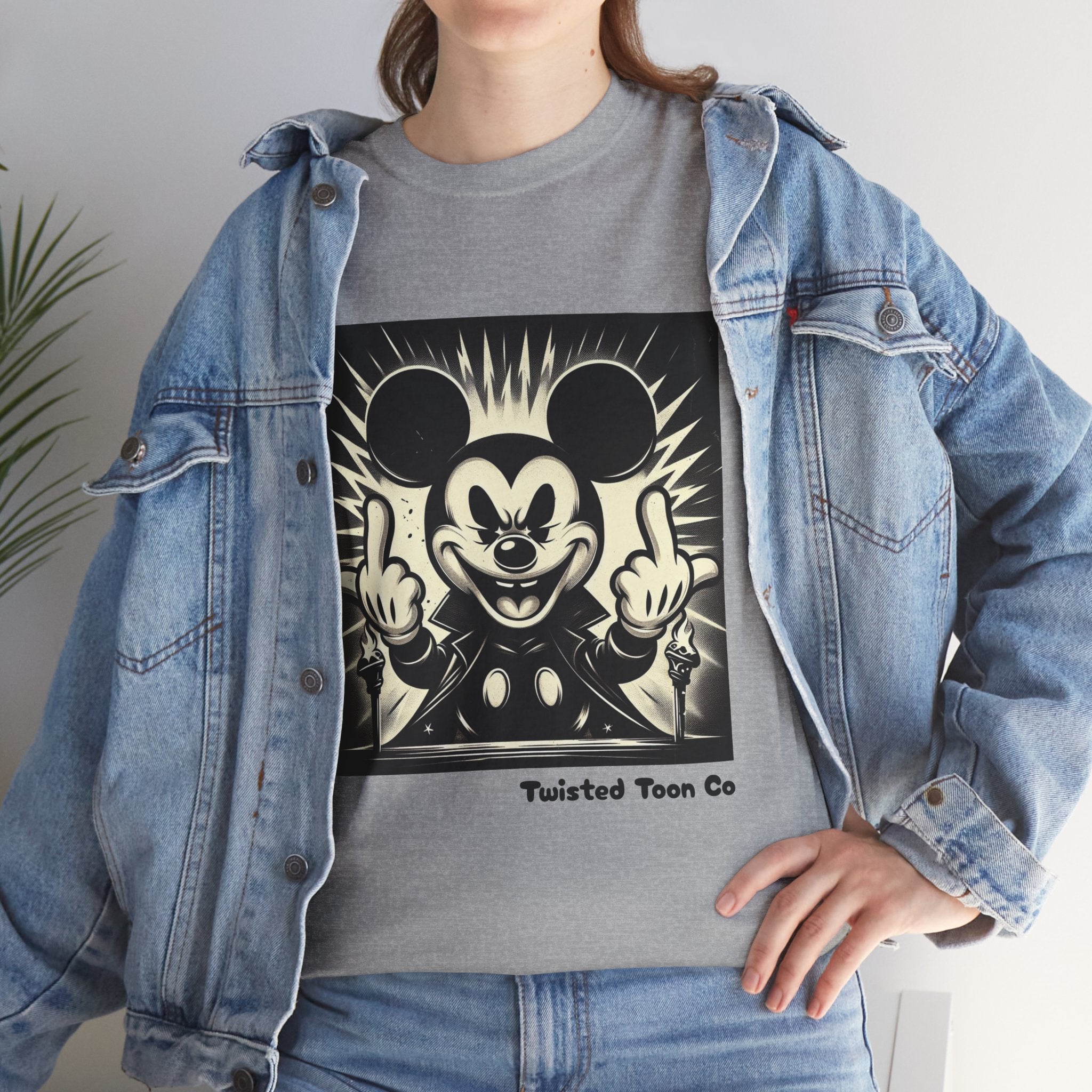 Graphic Tee — Retro Cartoon Character Giving Middle Fingers