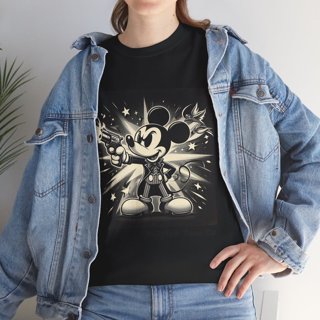 Vintage Cartoon Mouse Graphic Tee — Retro Noir Mickey-Style Shirt