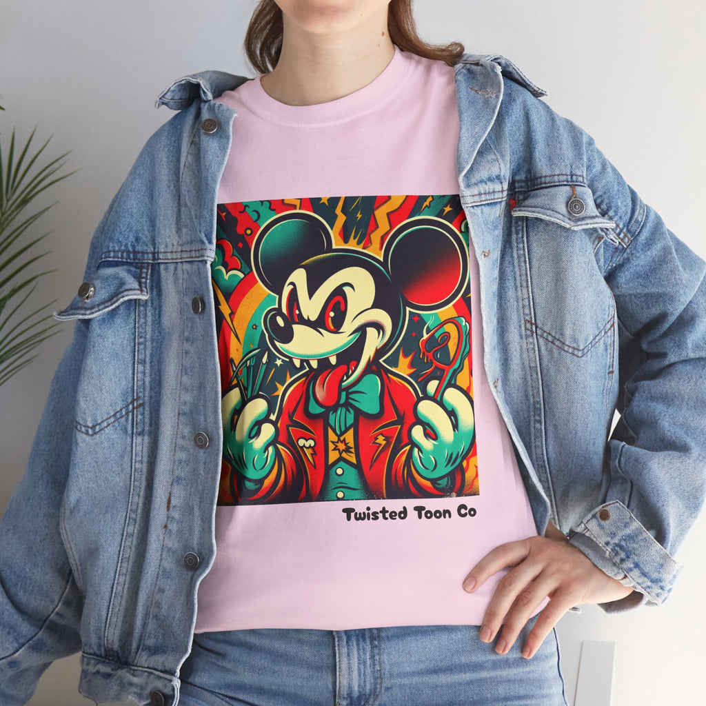 Graphic Tee — Retro Cartoon Devil Mouse Illustration