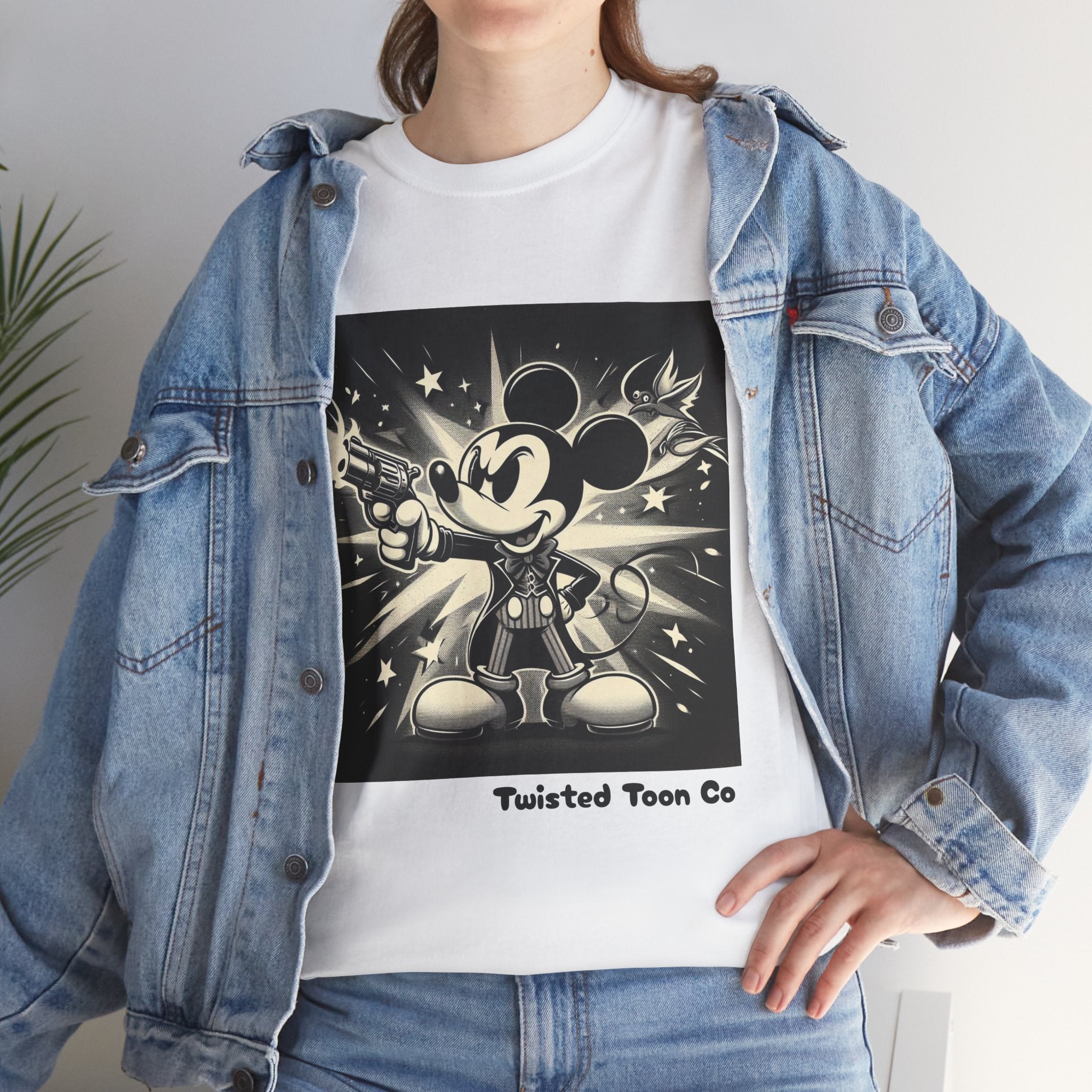 Vintage Cartoon Mouse Graphic Tee — Retro Noir Mickey-Style Shirt