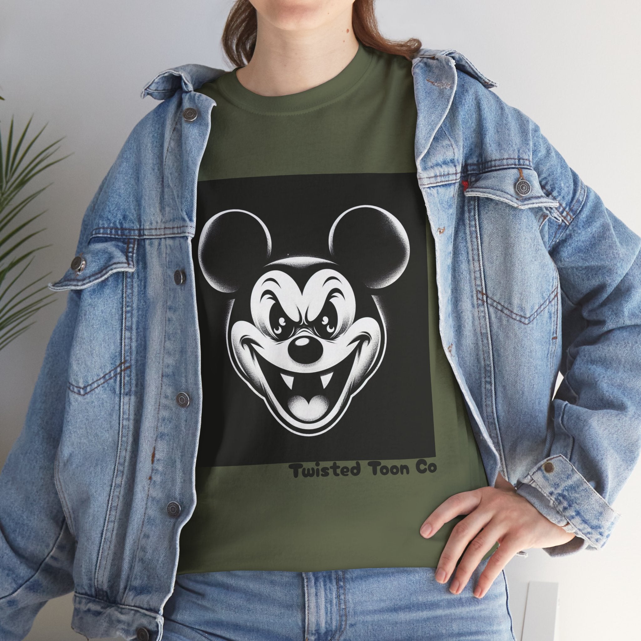 Creepy Cartoon Mouse Graphic Tee — Vintage Horror Smile Shirt