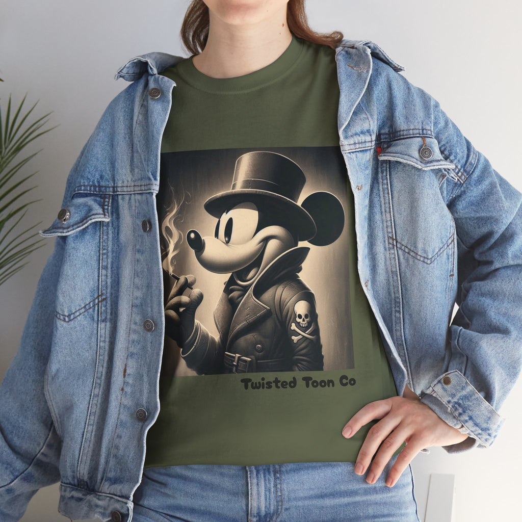 Vintage Noir Mouse Tee - Smoking Gentleman Graphic T-Shirt