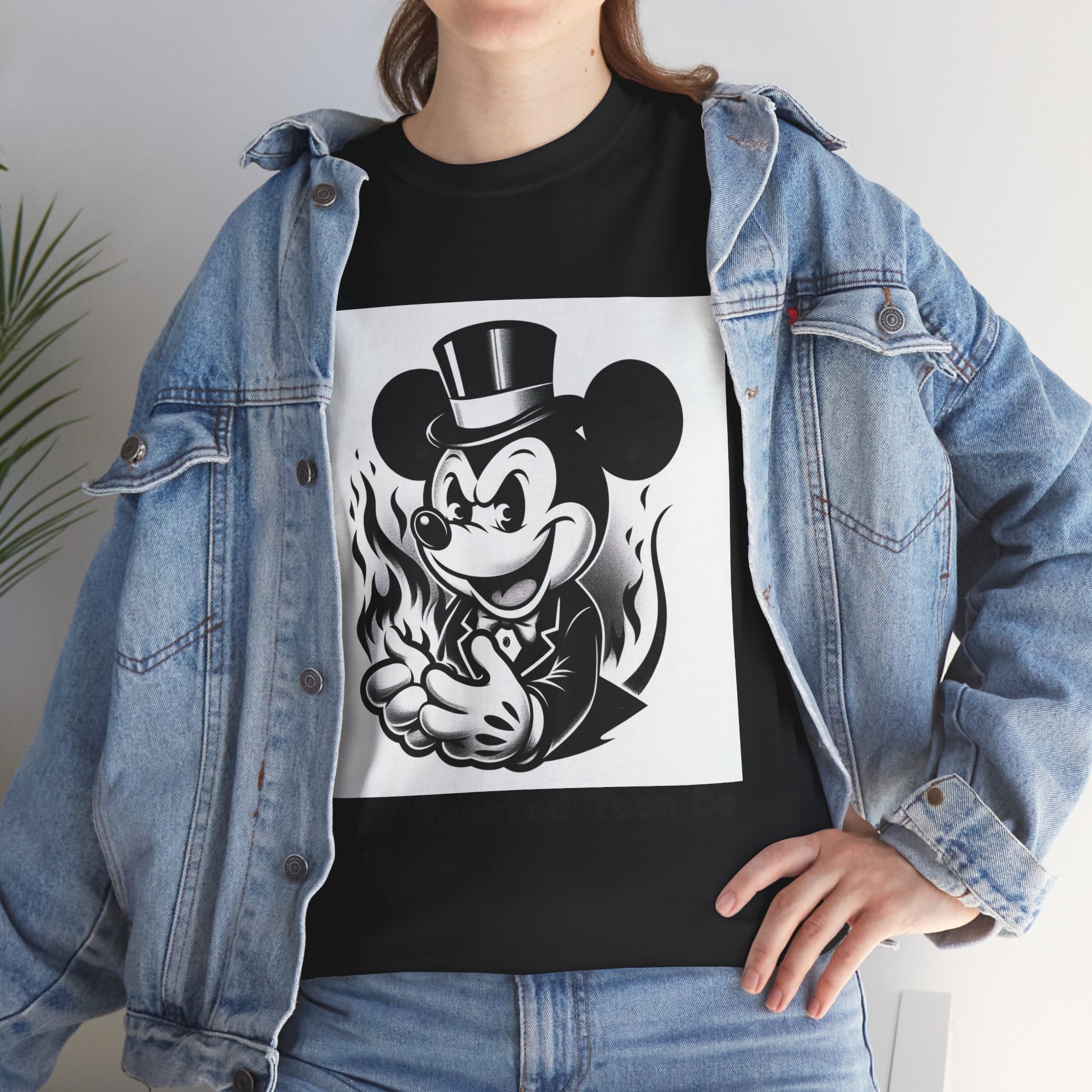 Graphic Tee — Retro Mischievous Mouse with Flames