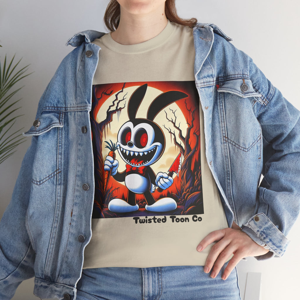 Spooky Cartoon Bunny Tee — Retro Horror Bunny Graphic Shirt