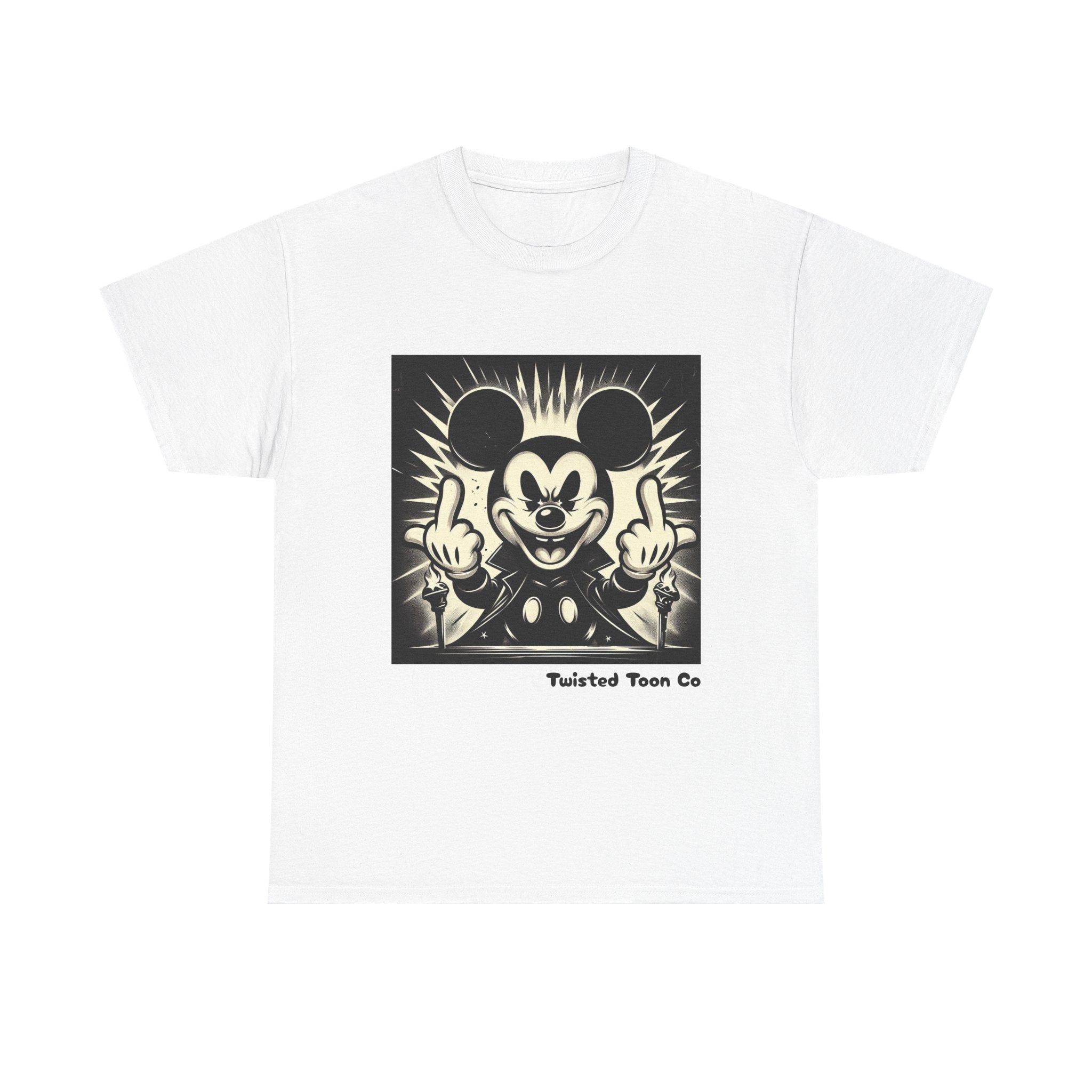 Graphic Tee — Retro Cartoon Character Giving Middle Fingers
