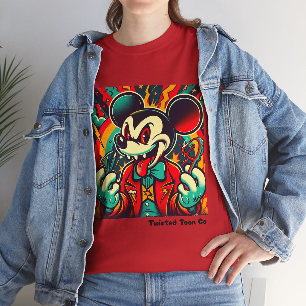 Graphic Tee — Retro Cartoon Devil Mouse Illustration