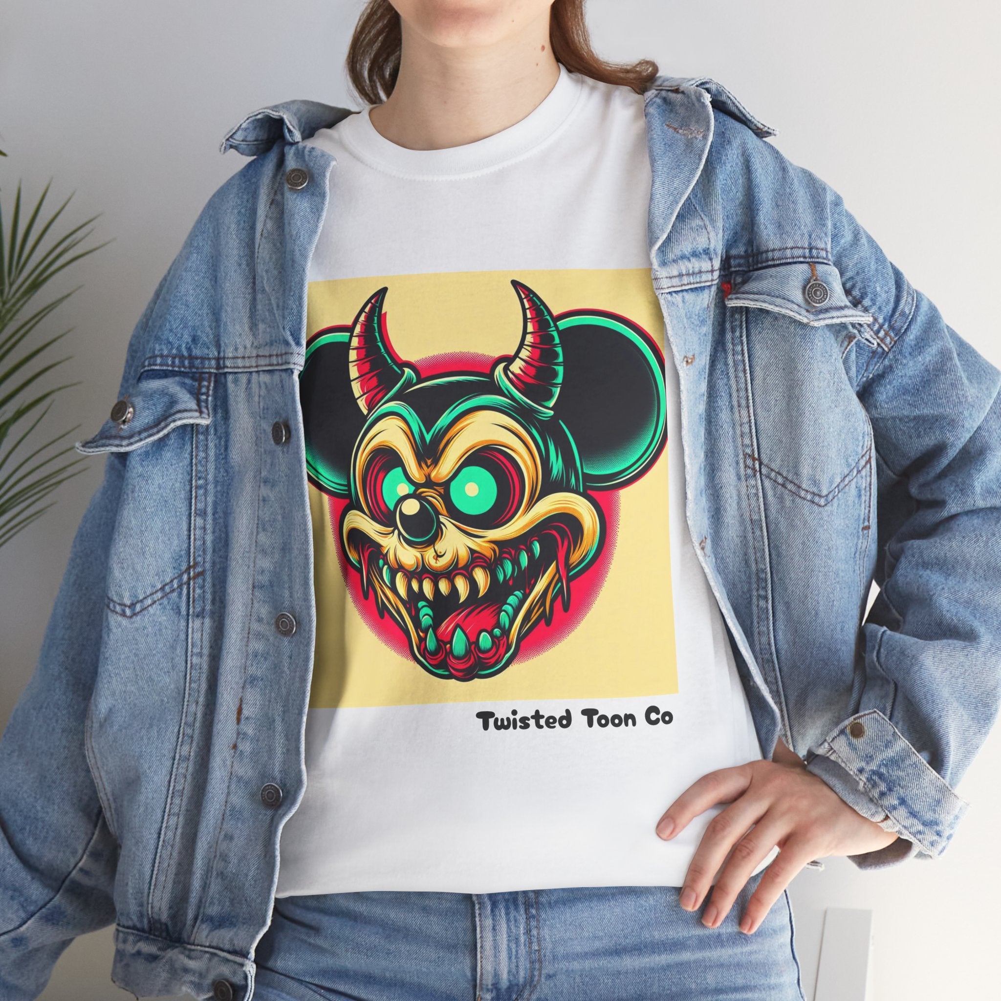 Demonic Mouse Skull Tee — Retro Neon Horror Graphic T‑Shirt
