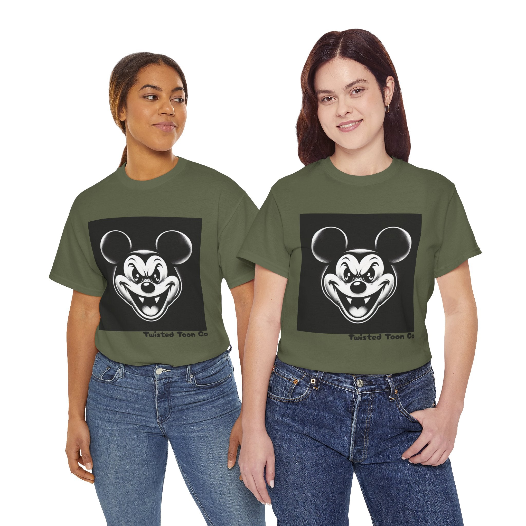 Creepy Cartoon Mouse Graphic Tee — Vintage Horror Smile Shirt