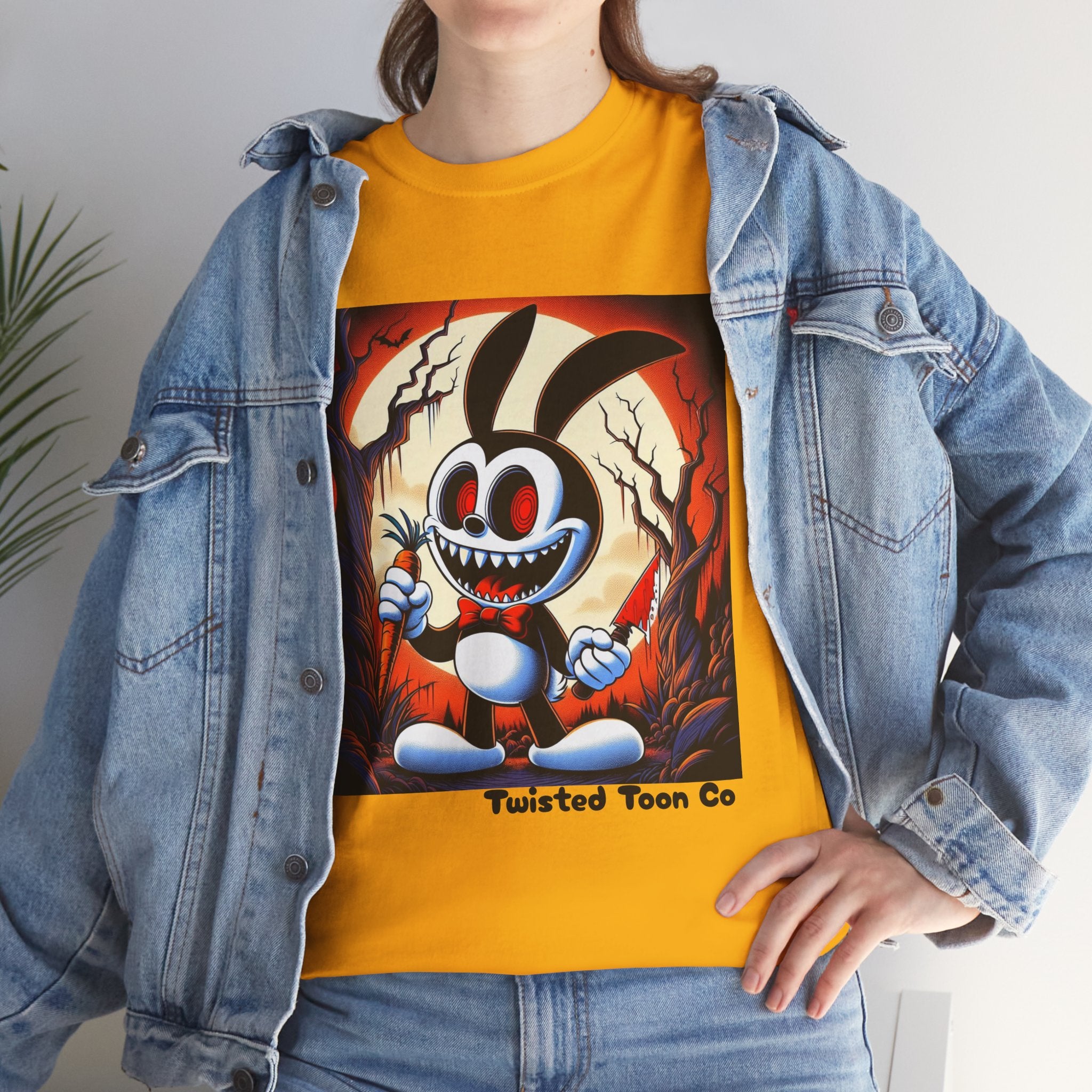 Spooky Cartoon Bunny Tee — Retro Horror Bunny Graphic Shirt