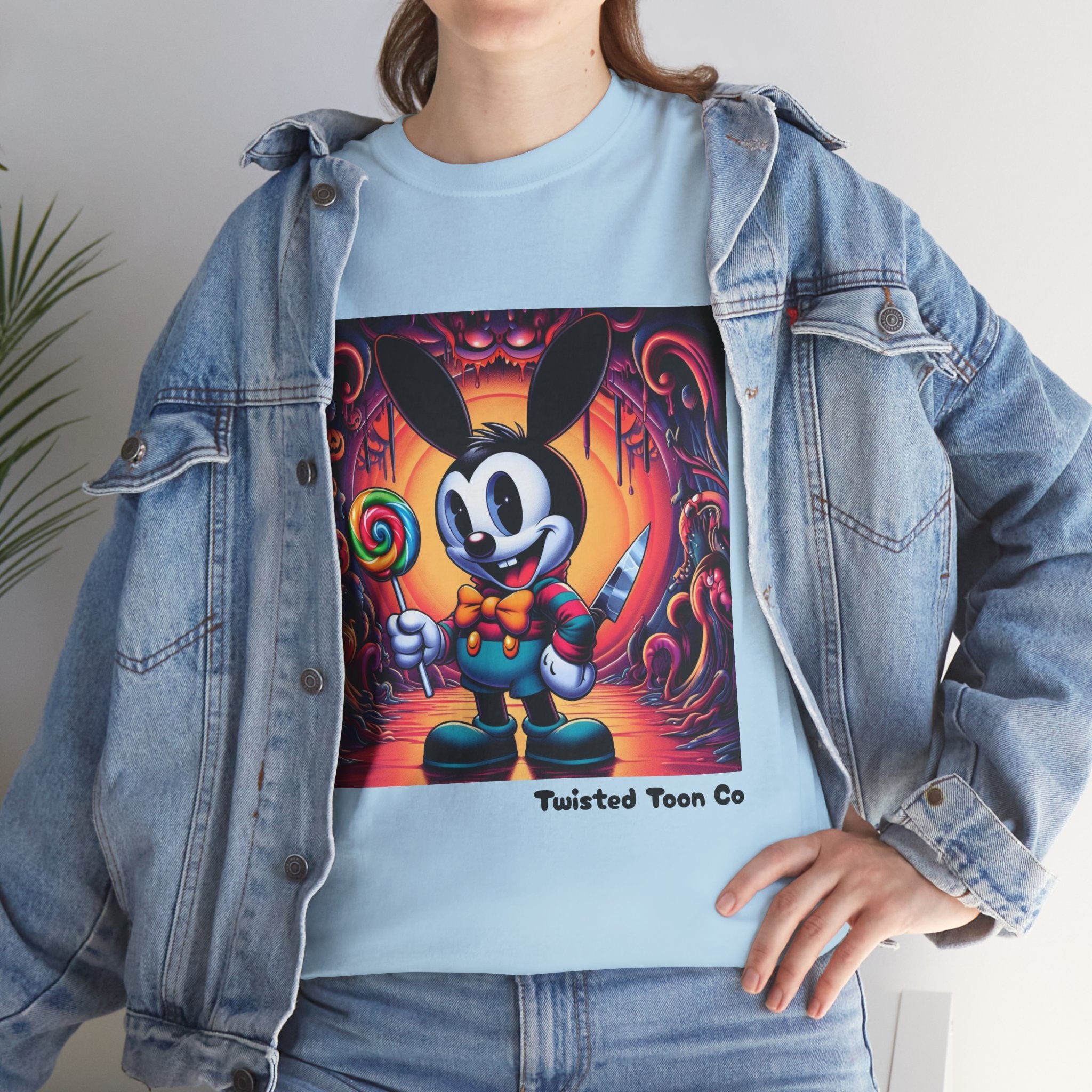 Cartoon Bunny Lollipop Tee — Retro Cute Graphic T-Shirt