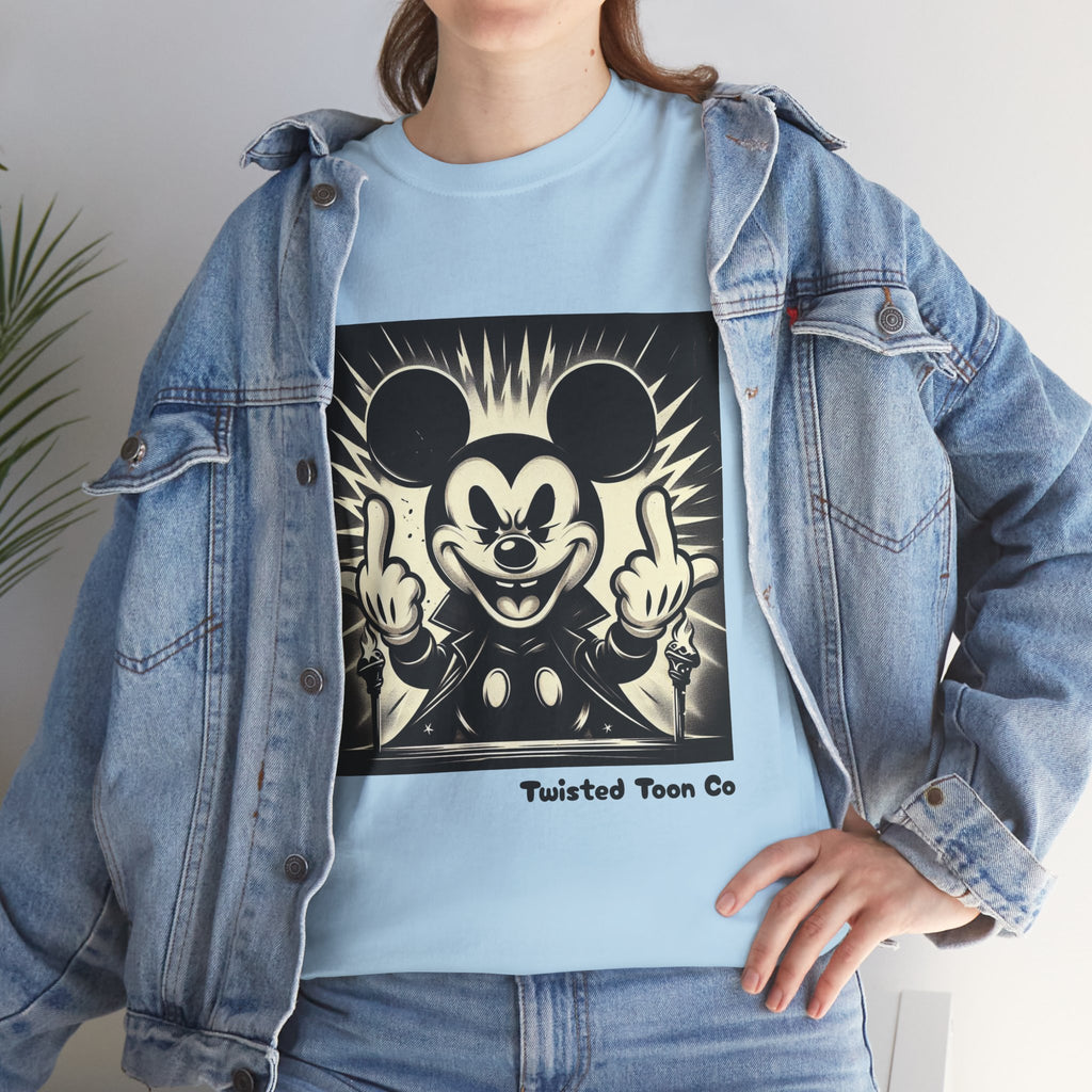 Graphic Tee — Retro Cartoon Character Giving Middle Fingers