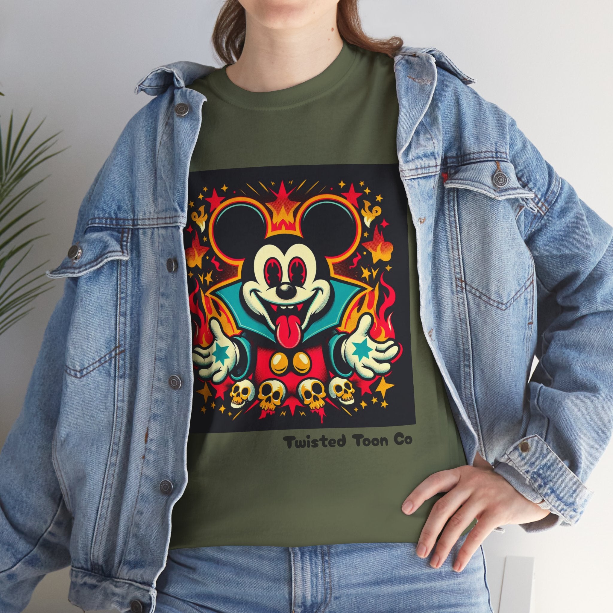 Vampire Mouse Graphic Tee — Retro Horror Cartoon Shirt