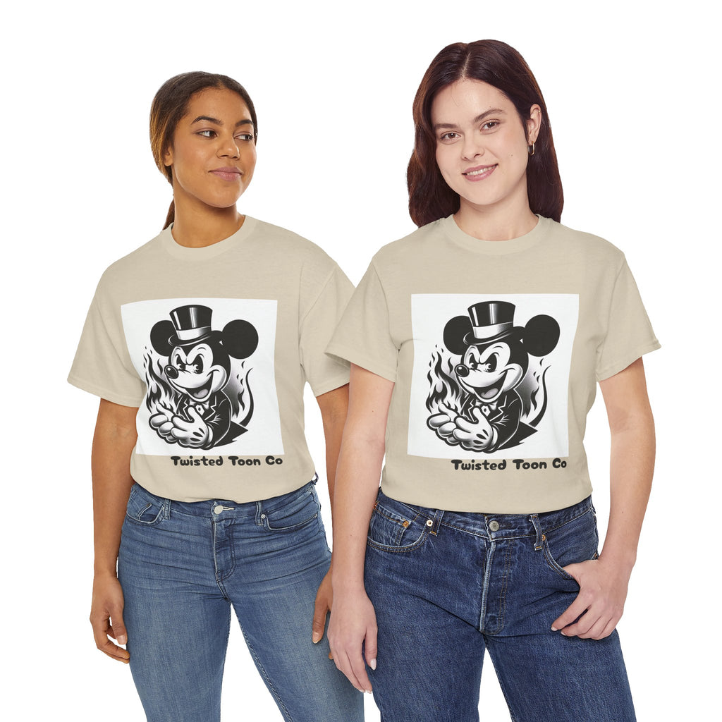 Graphic Tee — Retro Mischievous Mouse with Flames